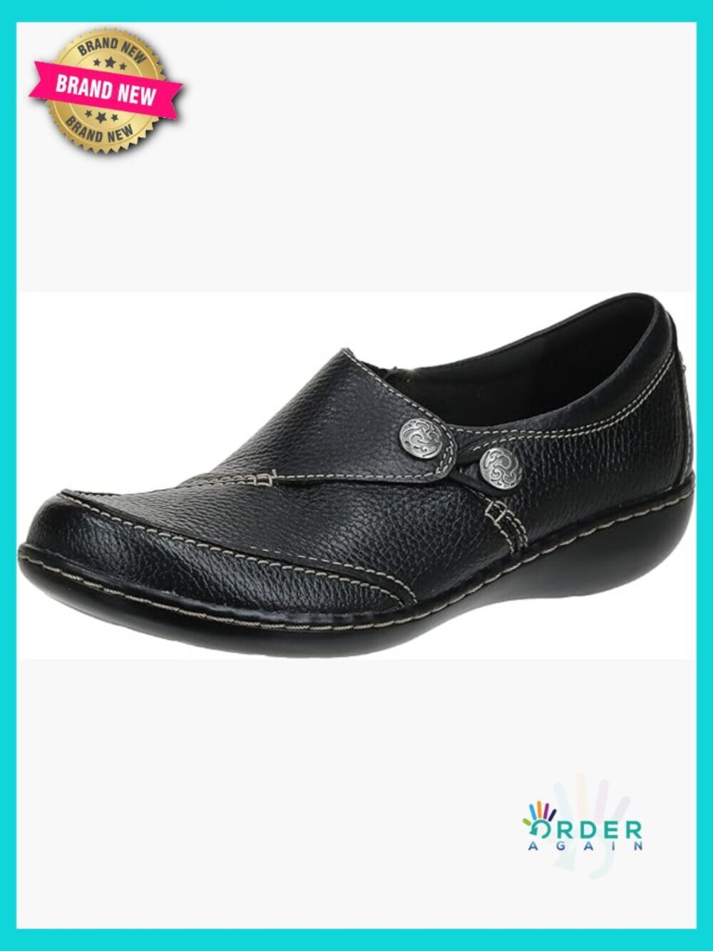 Leather Slip-On Loafers with Button Accent Ortholite Comfort Cushioned